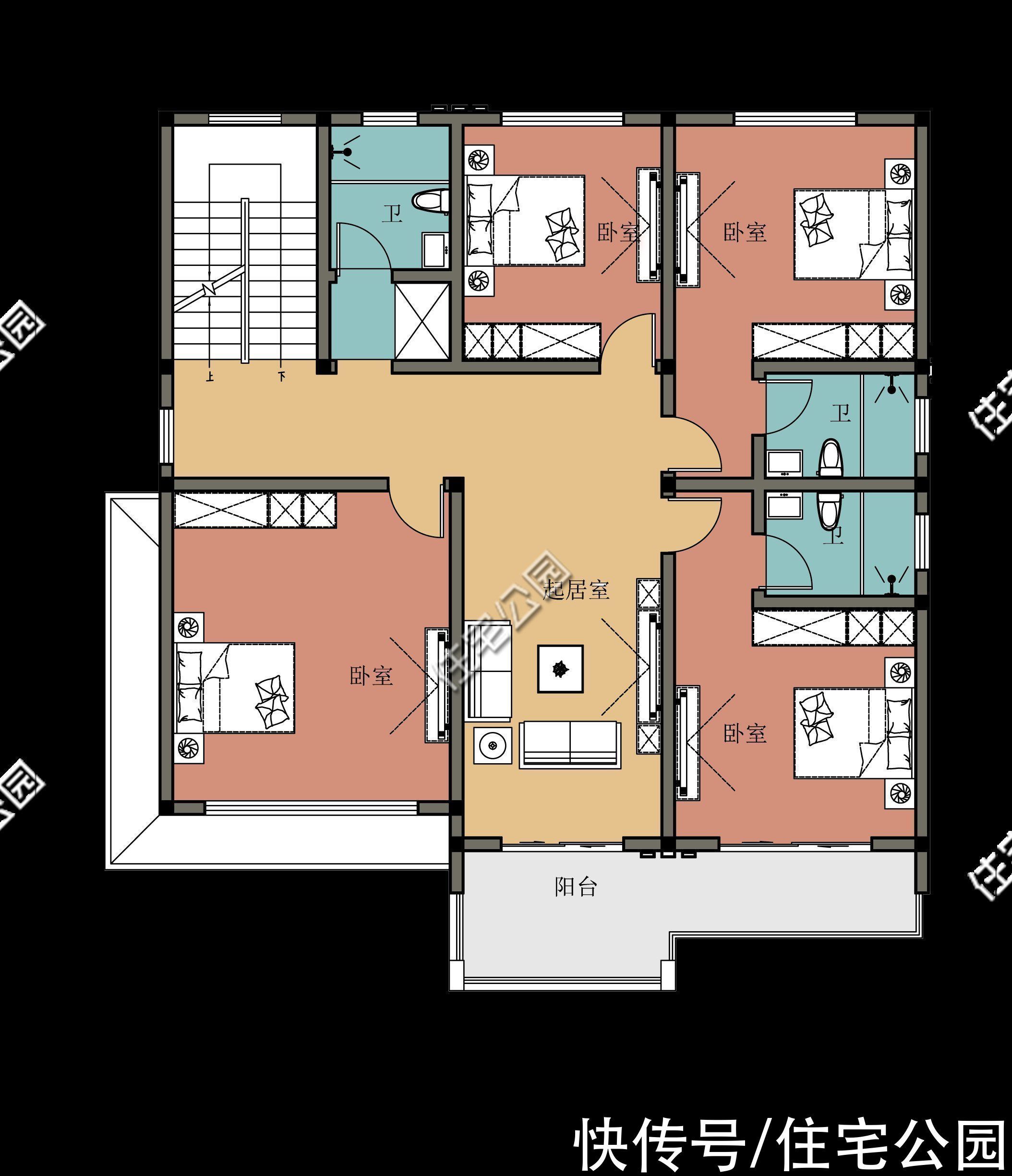 平面|分享10套带落地窗的别墅图,农村房子这么建,谁还稀罕去城里?