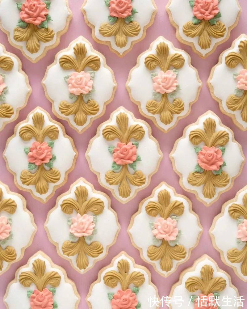 饼干|美到舍不得吃!甜品师手作花砖饼干,救救老夫的少女心!