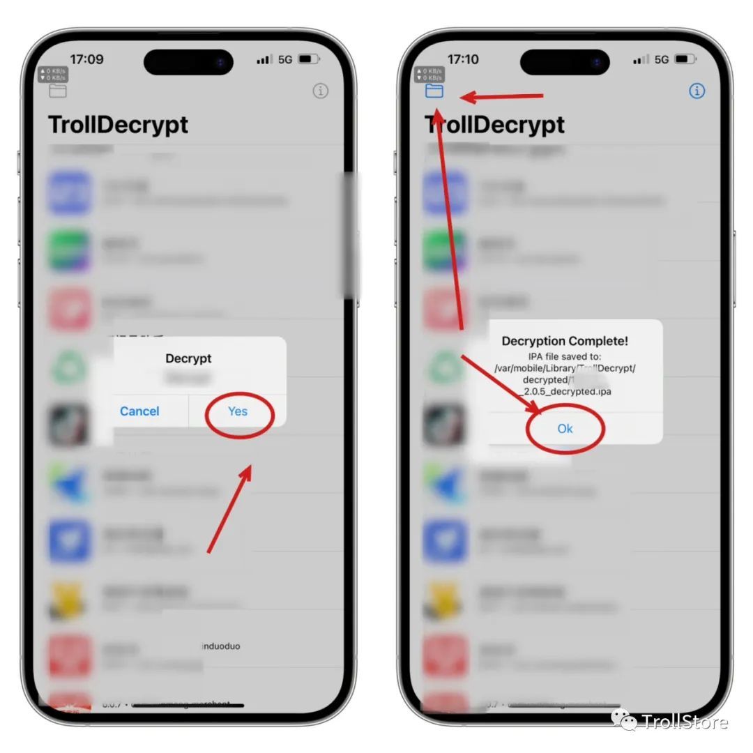 iOS砸壳工具TrollDecrypt更新版本1.1无需越狱-423下载站