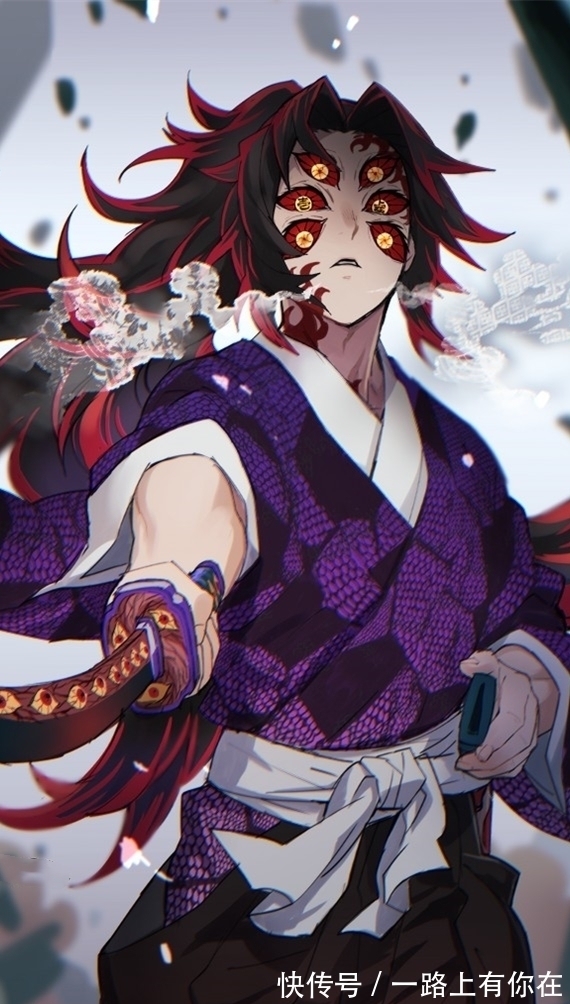 壁纸|《鬼灭之刃》黑死牟,动漫全面屏壁纸,据说是因为太丑所以被下线