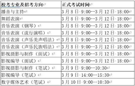 成都艺术职业大学2021年艺术类专业校考线上考试时间安排