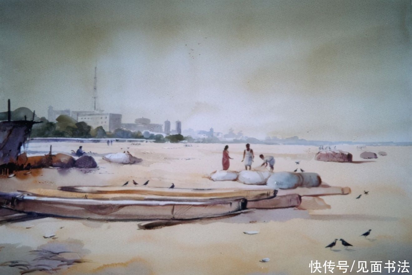  绘画|「愙斋书法」印度Elayaraja水彩绘画作品