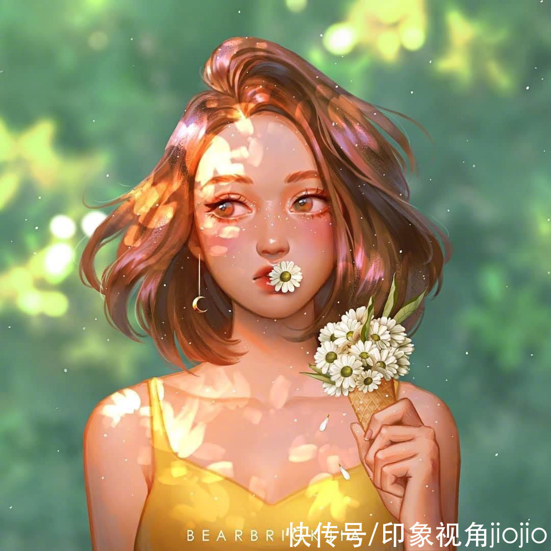 超现实主义|如星辰大海般的梦幻少女插画，高光亮眼的配色太绝了