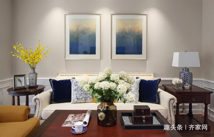 棉麻窗帘|108㎡美式风，素色棉麻窗帘，墙纸清新素雅，一家人的小温暖！