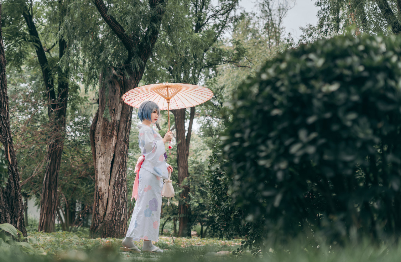 花伞|cos:浴衣蕾姆,花伞下的思念