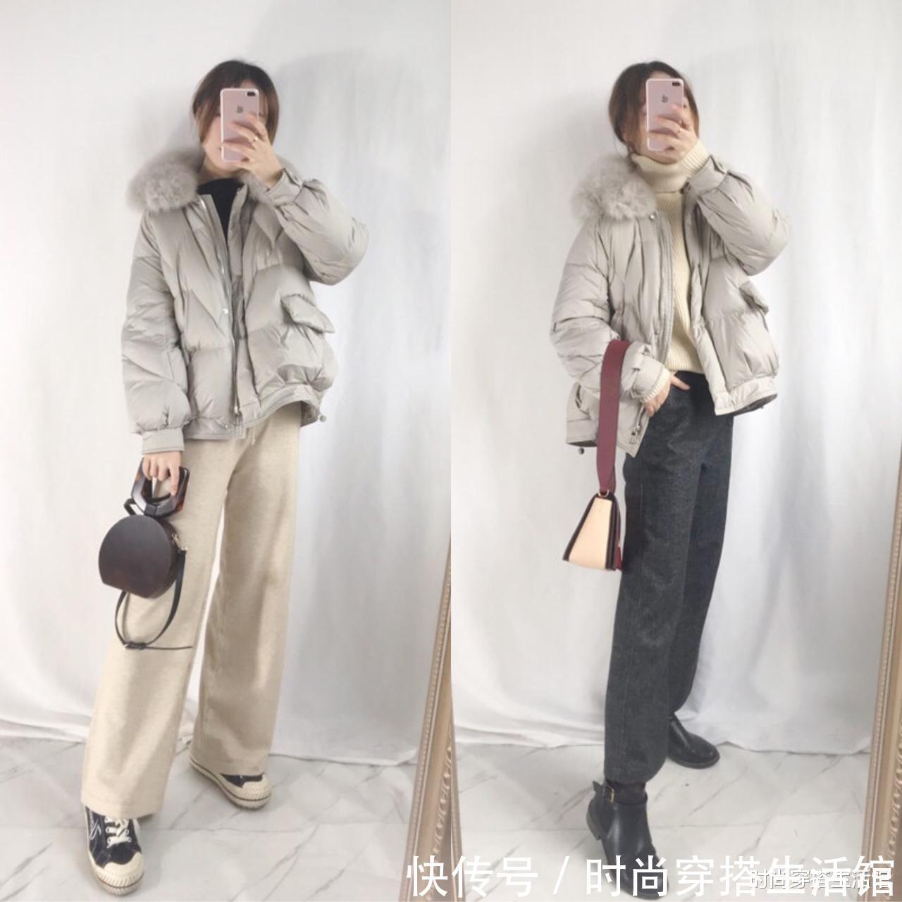 烟管裤|天冷了,这才是真正适合小个子的“羽绒服”穿搭,时髦保暖又显高