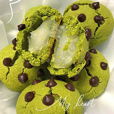 麻薯曲奇浓郁抹茶曲奇里藏着拉丝麻薯