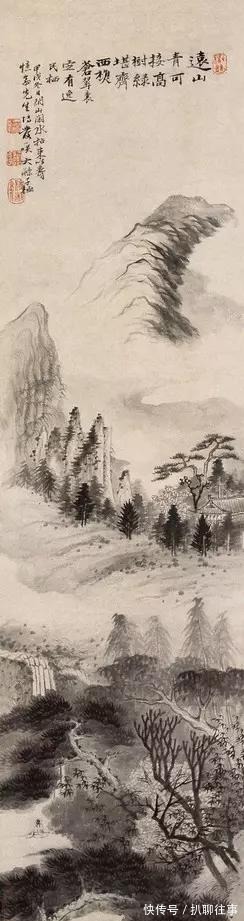 西岩松雪图@清初四大画僧笔下的意境山水,不只是养眼