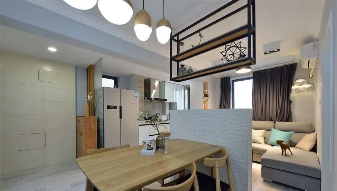 玄关|小夫妻20万打造48㎡婚房，卧室隔出次卧，客餐厨空间共用，牛！