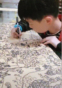 之乎者也|儿童版《清明上河图》火了,宝宝1天完成巨制,网友:这个是高手