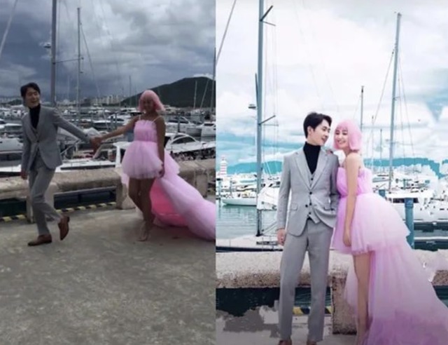 锥子脸 反差婚纱照被吐槽,P图前后差别很大,网友:婚礼上能认得出来吗