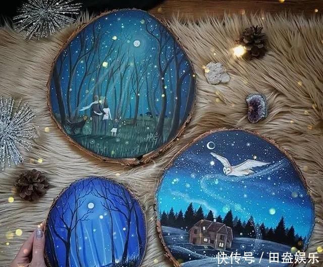 废弃的木头切成了片,竟然这么多地方都用得到,DIY手工绘画