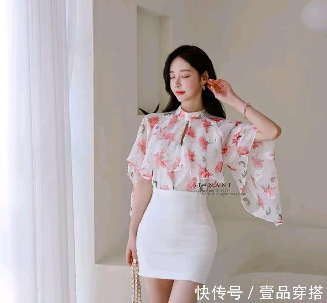 孙允珠|女神孙允珠高清时尚搭配:娇婷雨帘暮春水韵玫瑰蝶袖裙