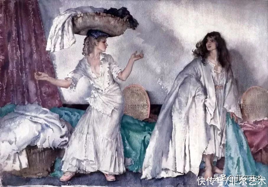 艺术家|苏格兰艺术家弗林特的女子水彩画，美轮美奂