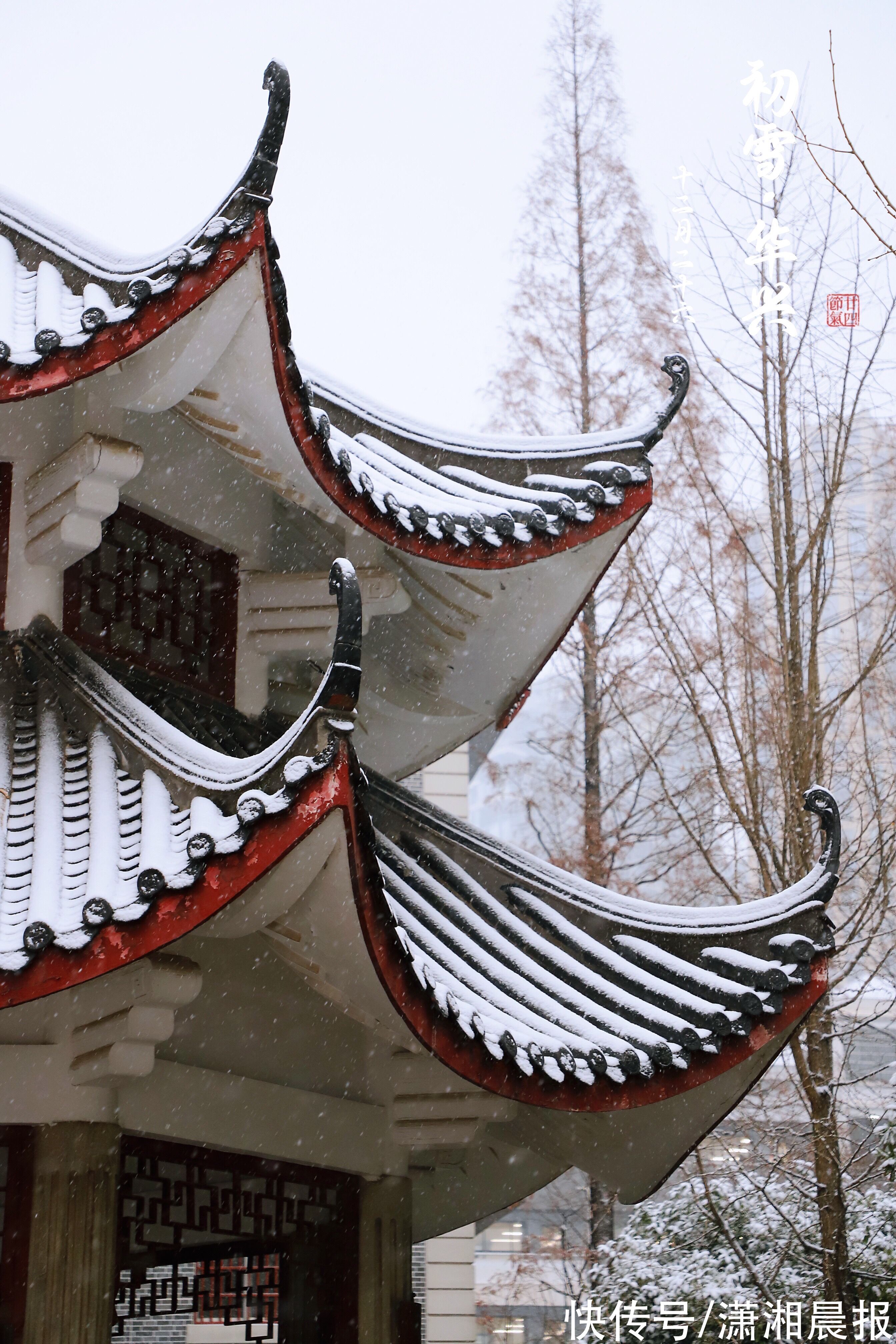 长沙|当118岁美丽校园遇到长沙初雪，随手一拍全是大片