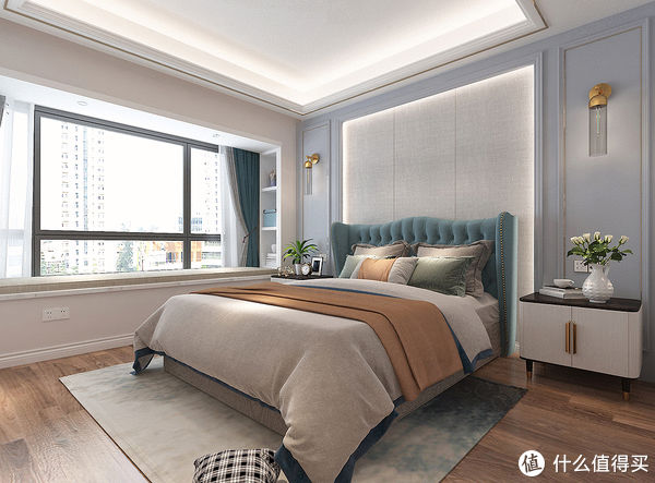 主卧|180㎡四居室精装房改美式风，看了主卧之后真的羡慕，非常的精致