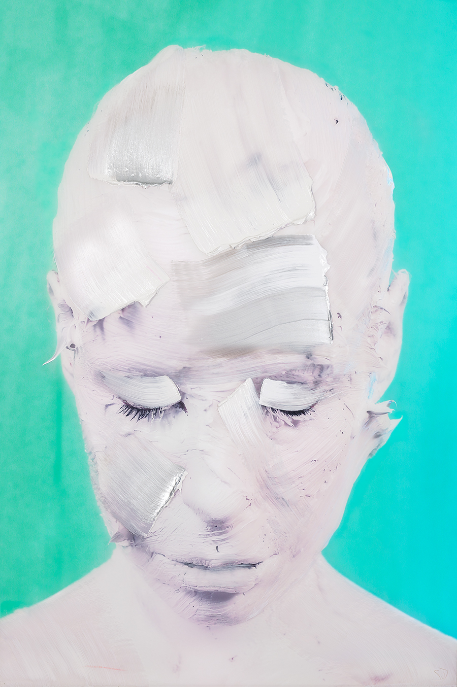 索菲·德里克@你见过在画布上画画的，可你见过在自己头上画油画的吗