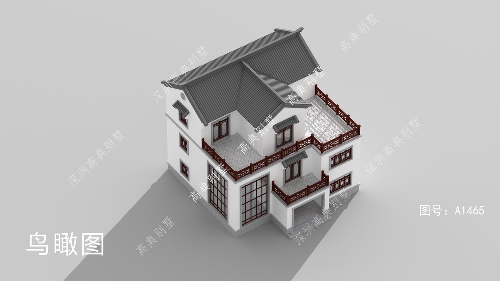 中式|复式中式三层住宅，外观雅致，富有仙境之感