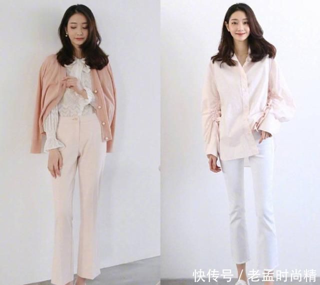 风格简单浅色系穿搭, 凌乱的披肩发慵懒舒适, 配高跟鞋女人味十足