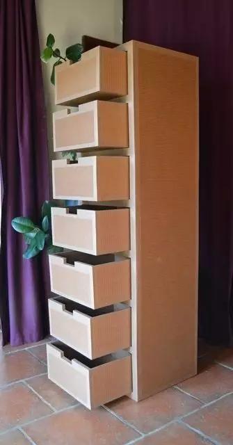 瓦楞纸|家里厚纸箱,以后统统留下来,一通粘贴,竟然连家具都不用买了