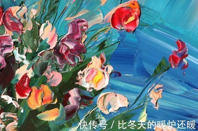 颜料@女画家用刮刀刮出震撼的风景,一量2厘米厚,网友:心疼颜料
