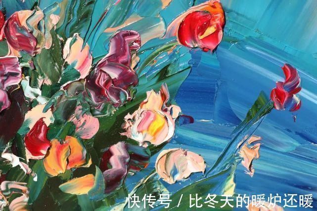 颜料@女画家用刮刀刮出震撼的风景，一量2厘米厚，网友：心疼颜料