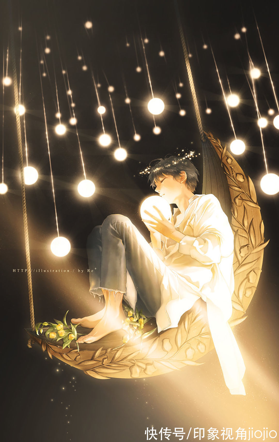 光影！光影中的美少年插画，淡淡的色彩表达颇具美感