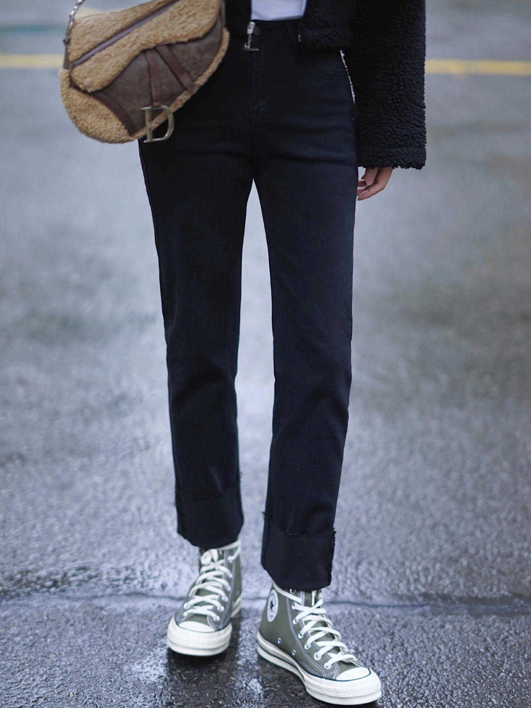 大衣 冬天穿裤子就选黑色牛仔裤,简约百搭不挑人,照着穿就对了