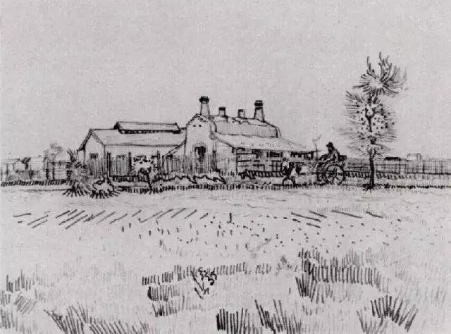 围栏#梵高珍贵的素描手稿