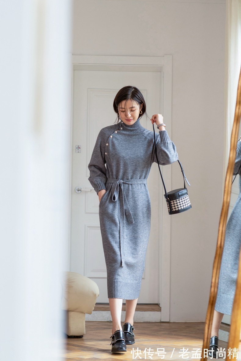 小单鞋|时髦好穿搭的针织连衣裙,简约知性,时尚优雅
