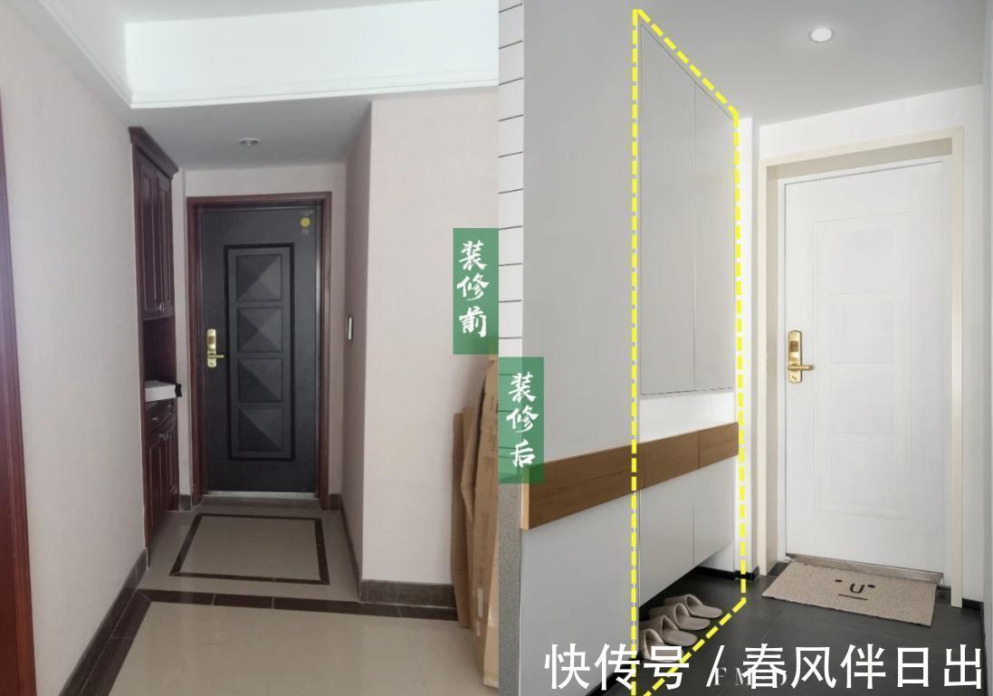 内嵌|长条形或无玄关户型：进门就设“双玄关柜”，内嵌安装，不占一㎡