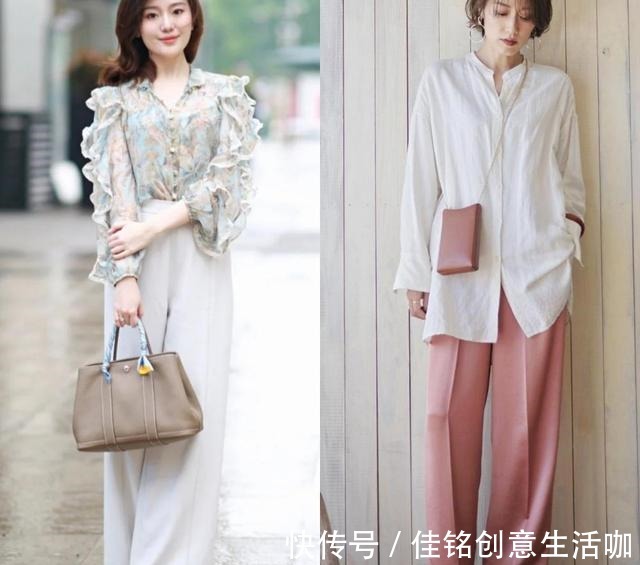 色系 初秋流行这样一组穿搭“衬衫+阔腿裤”,简单高级还不挑人!