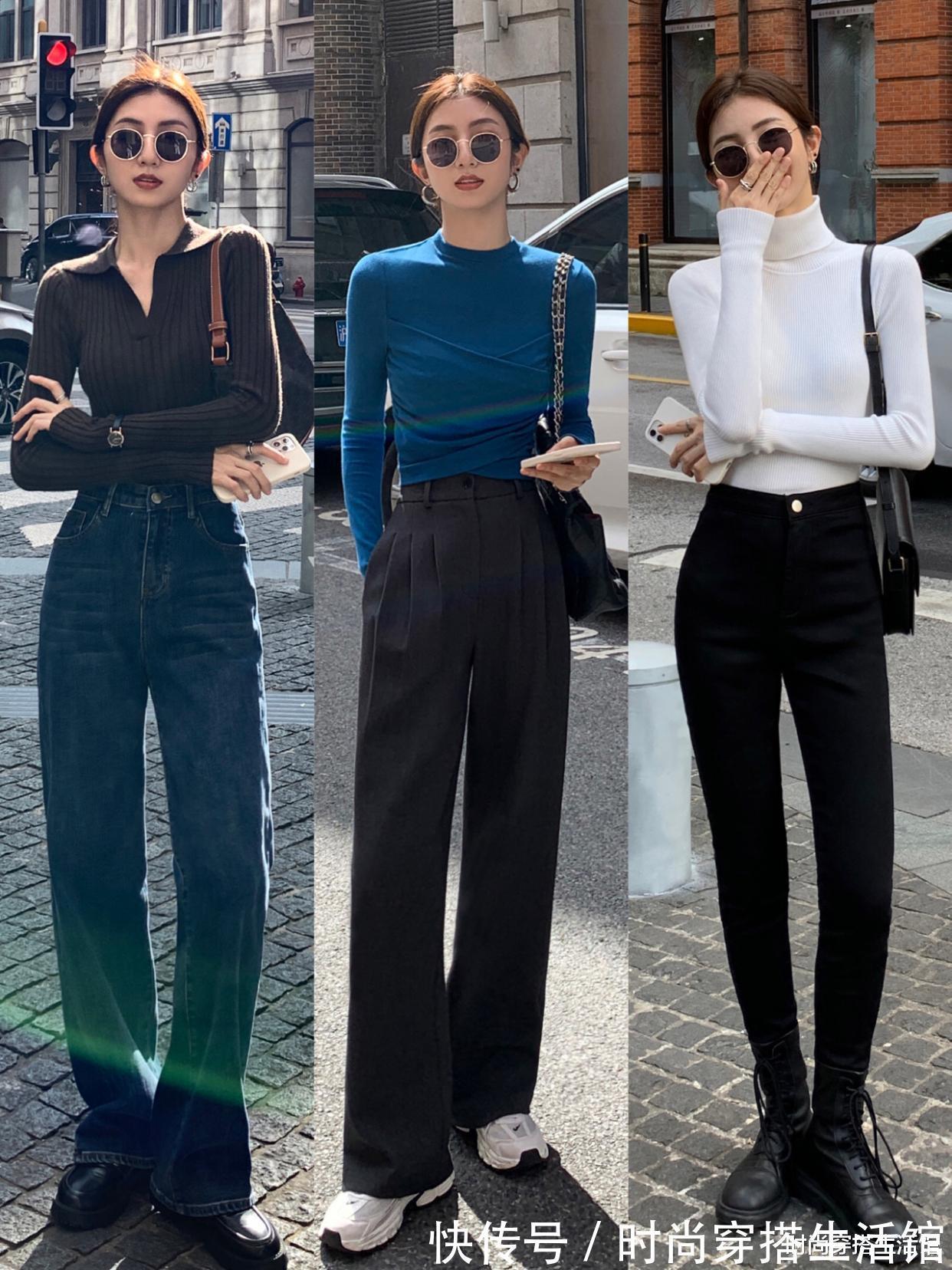 针织衫|冬天穿针织衫,怎么搭配外套和裤子?看她就知道了