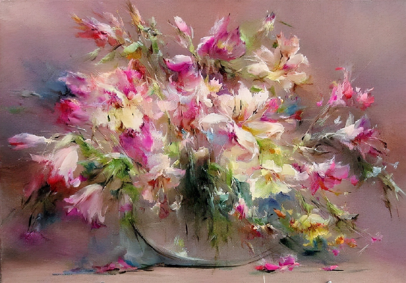 vladimir!俄罗斯画家弗拉基米尔· 巴比奇把花束画得如此之美,妖艳