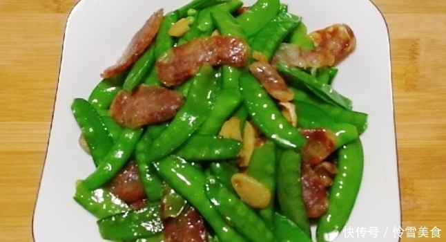 经典家常菜,腊肠炒荷兰豆最简单的做法,大人孩子都爱吃!