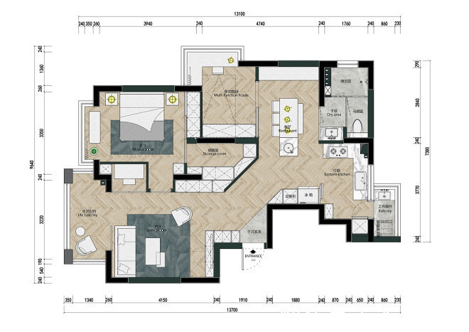 简约|100平简约三居,客厅动线新体验!