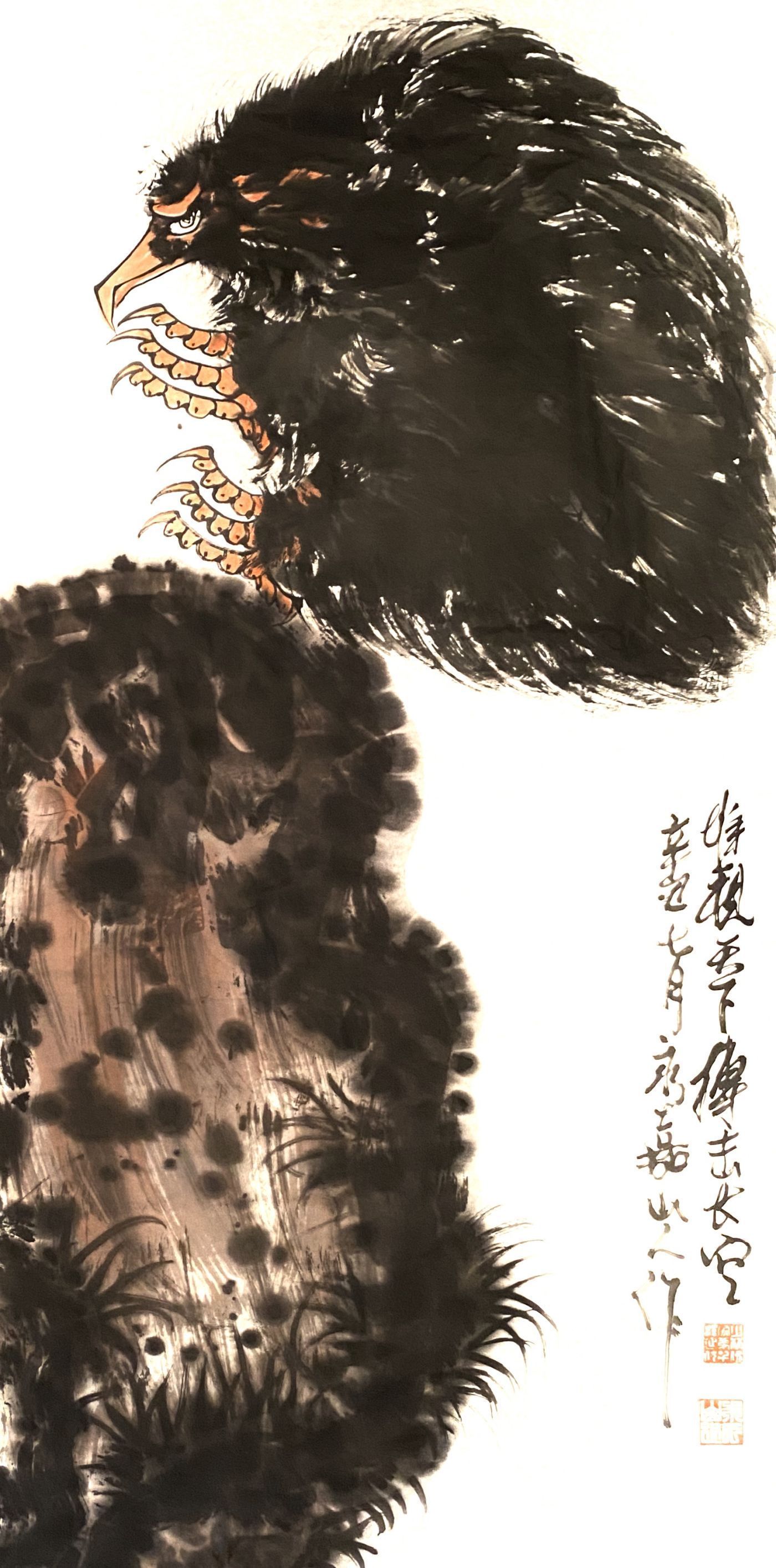 爱德华|笔下雄鹰俊,翼展能冲天——国画家、画鹰大家、指墨画艺术大师朱祖国