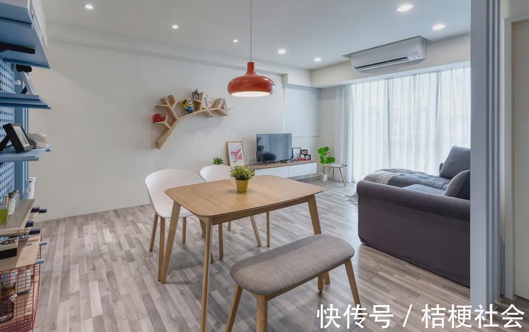 门把手|三口之家的73㎡,全屋坚持北欧混搭风,入户那叫一个清爽透亮