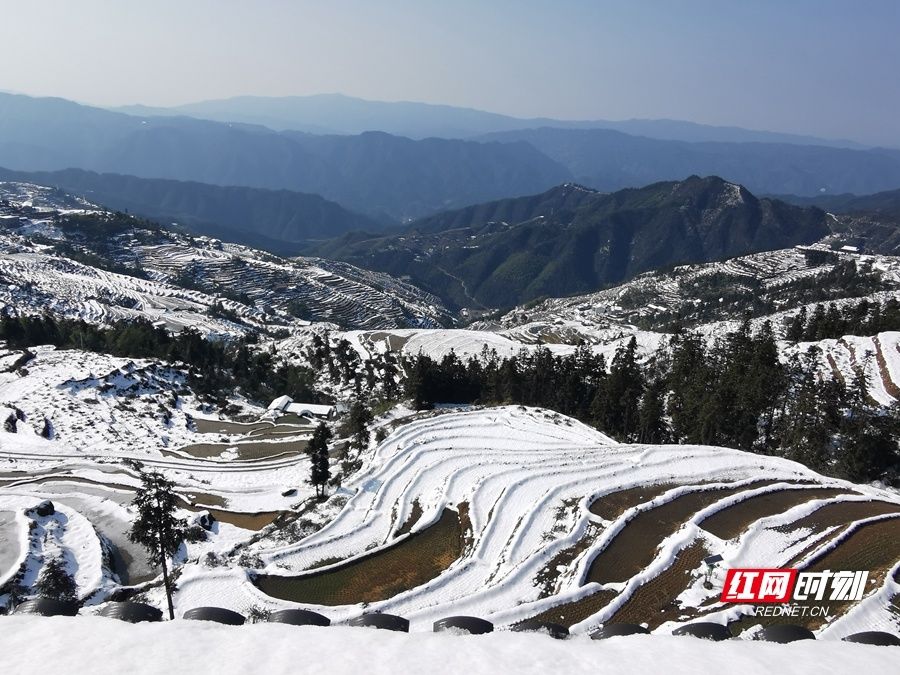 梯田|雪后天晴 洁白冰雪“点靓”山背花瑶梯田
