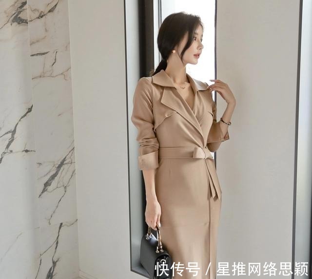 知性|潮流穿搭：简式英伦折叠秋岚絮带长风衣，孙允珠的穿搭知性女人味