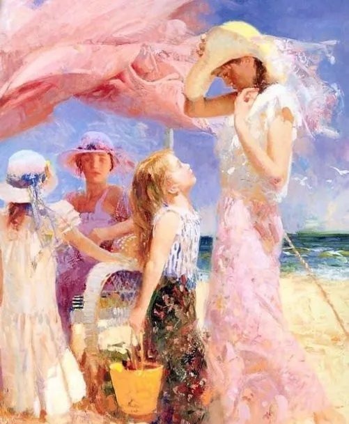 人物#皮诺德埃尼的油画人物，色彩斑斓，动静结合，光彩照人