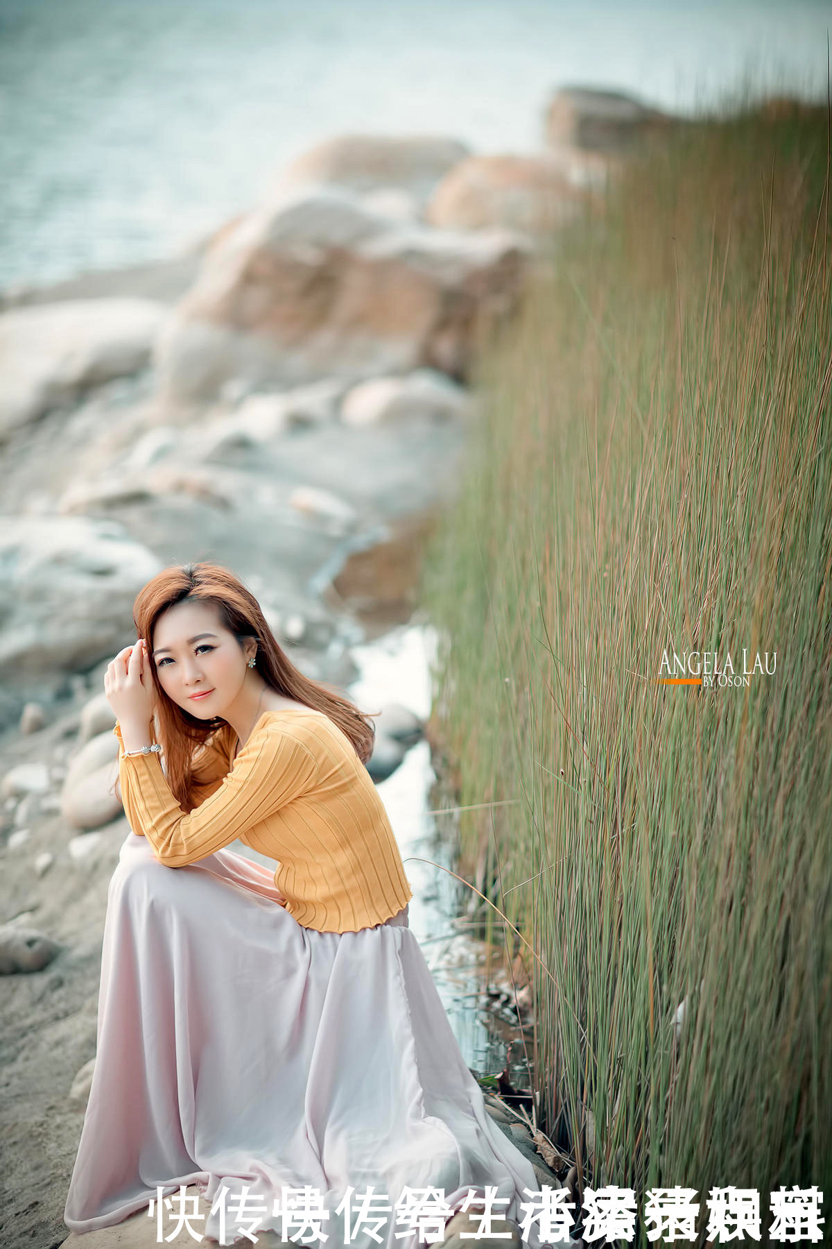 长发|长发美女黄色小衫丝质长裙海边清新写真美极了