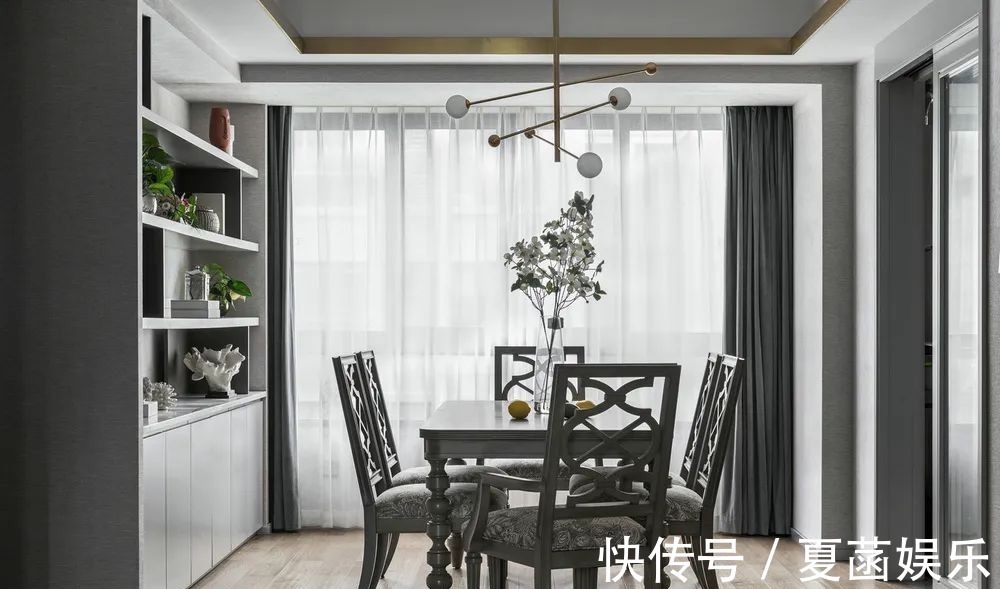 餐边柜+|178㎡现代美式,当美式遇上高级灰,营造简约华丽的美