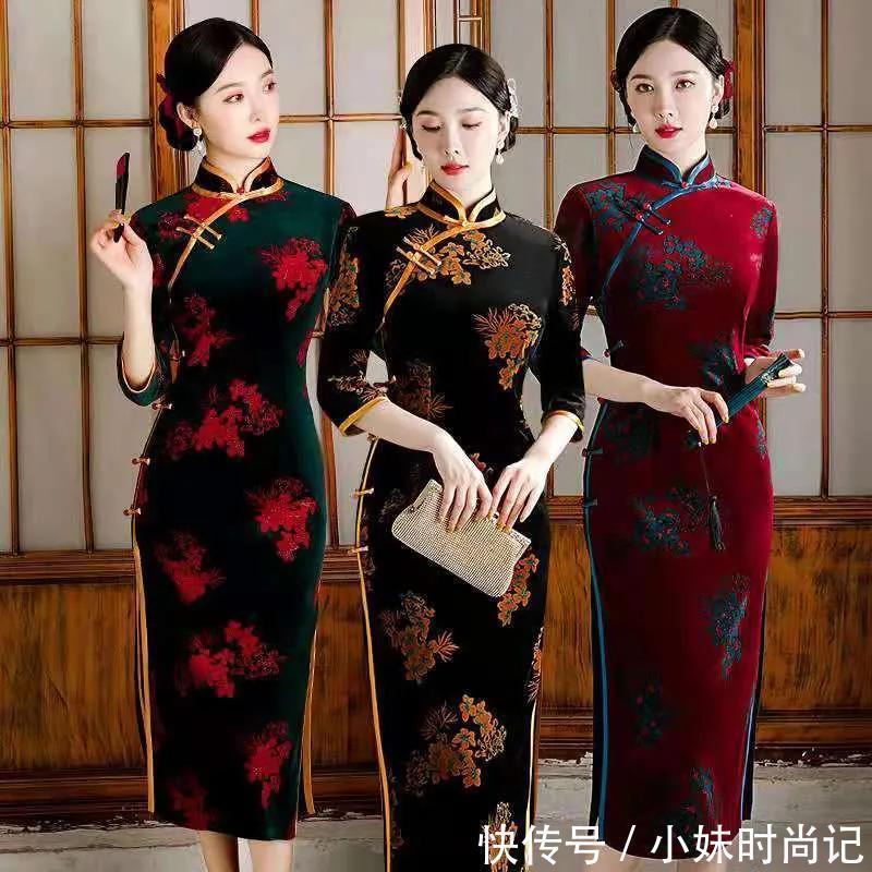 女子|秋冬时尚款优雅金丝绒现代改良旗袍,穿出的是味道,描摹的是风情