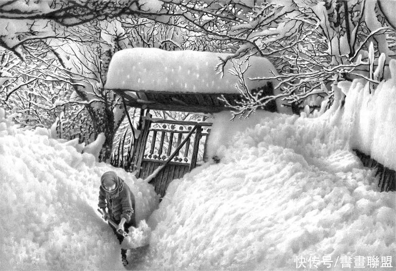 一支铅笔将雪画活的格鲁吉亚“雪魔”