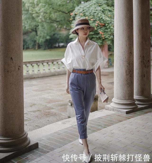 夏季穿白衬衫太out不,看三木博主穿白衬衫特时髦,美出新高度