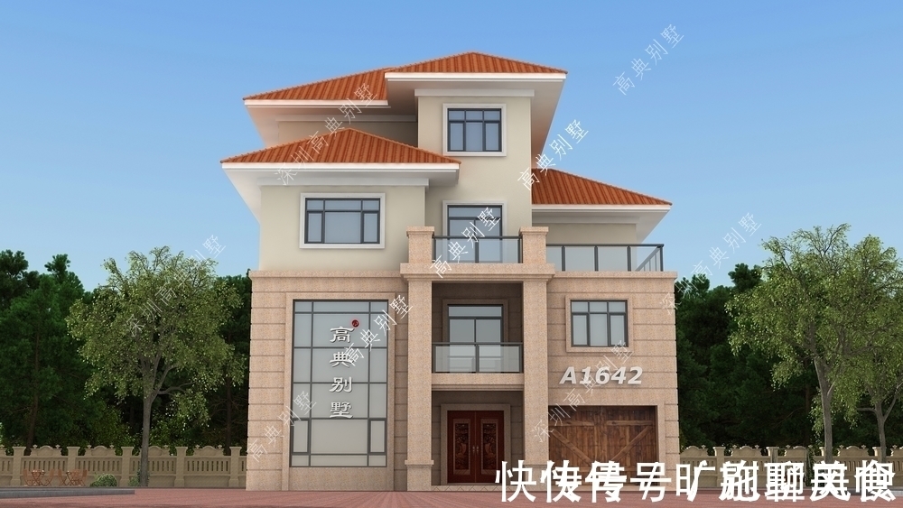 欧式别墅|带车库的欧式别墅,非常适合四世同堂入住,简单而单调。