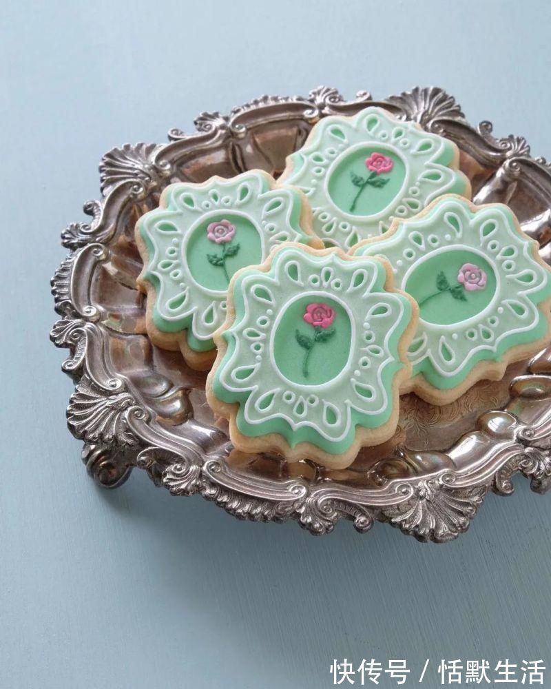 饼干|美到舍不得吃!甜品师手作花砖饼干,救救老夫的少女心!