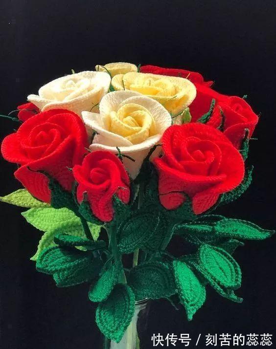 钩针玫瑰花,这么漂亮的花,都是一针一线钩出来的!附图解教程