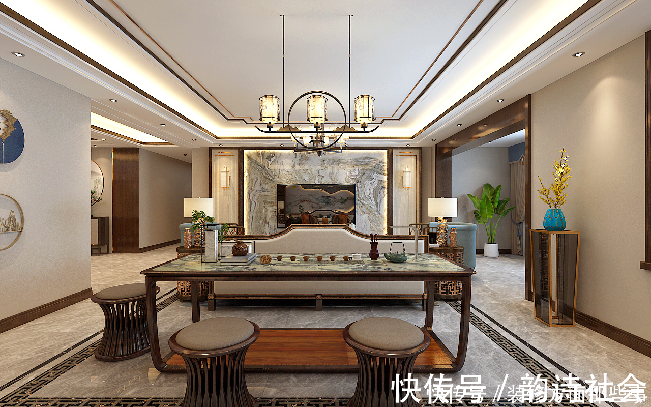 装修|190平典雅色调混搭时尚元素,带您领略不一样的中式高级美